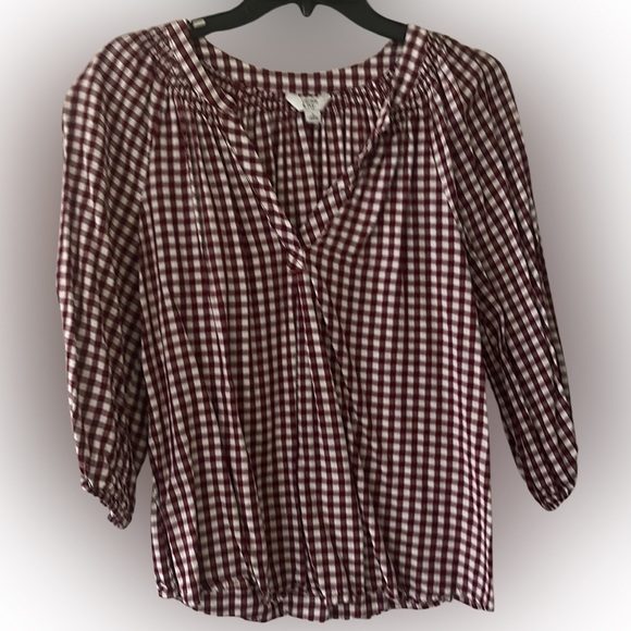 Crown Ivy Tops - Crown & Ivy Burgundy Gingham Plaid Shirt S